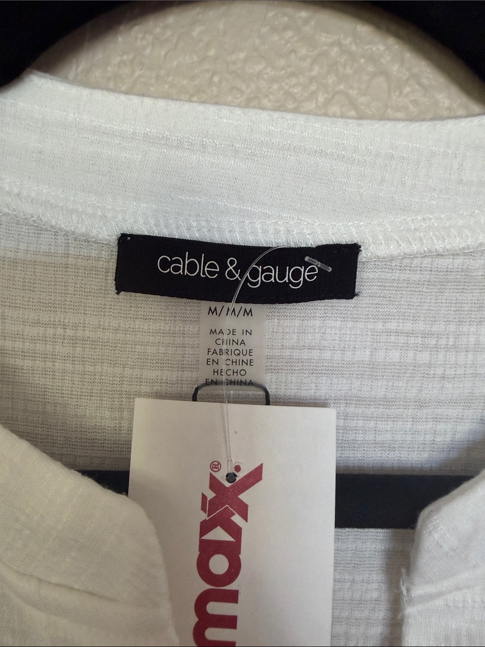 Cable & Gauge White Short Sleeve Button Front Textured Top - Picture 2 of 7